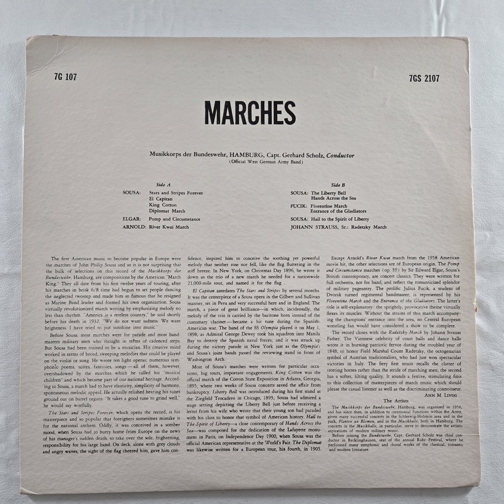 Official West German Army Band March Album Record Vinyl 7GS-2107 Good+ Tested - Picture 6 of 12